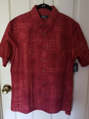 BOCA Classics Short Sleeve Button Up Palm Print Camp Shirt NWT Size Large